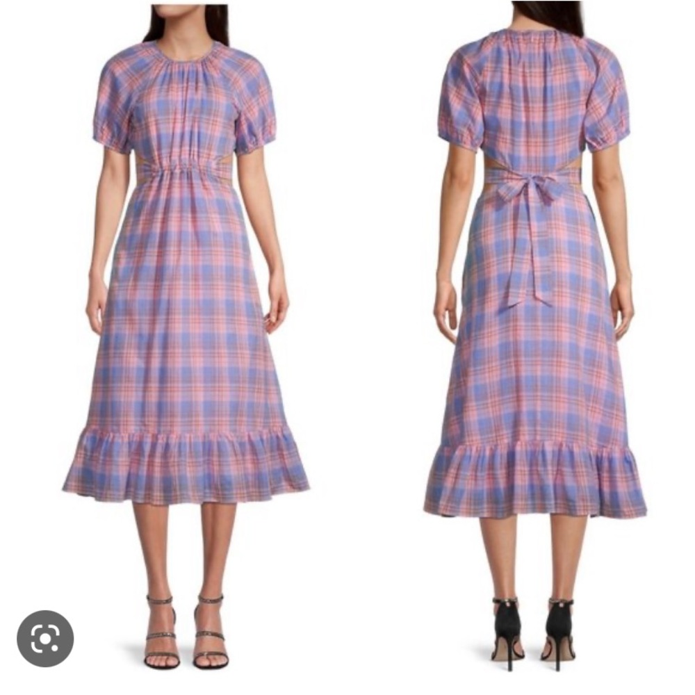 LIKEYLY Payson side cutout plaid midi dress